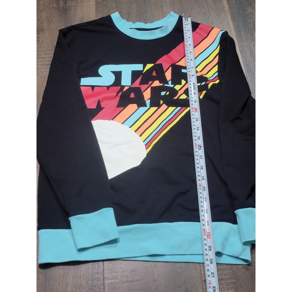 Disney Star Wars‎ Millennium Falcon Sweatshirt Black Rainbow Retro Graphic Small